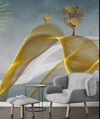 3 Boyutlu Altın Manzaralı Duvar Kağıdı thumbnail 6