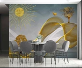 3 Boyutlu Altın Manzaralı Duvar Kağıdı thumbnail 5