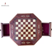 HELENA SÜPER DELUX MOZAİK GERÇEK AHŞAP MASA ÜSTÜ STRANÇ TAKIMI - 4