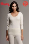 Hasyün %75 Yün Kadın Sıcak Tutar Terletmez Kaşınma Yapmaz Ribana Biyeli Yün Uzun Kollu İçlik thumbnail 2