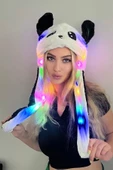 MARS BABY Oynar Kulaklı Hareketli Işıklı Panda Peluş Şapka - 1