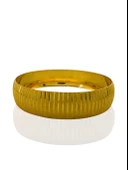 22 Ayar Altın Kaplama 15 mm Merdiven Model 925 Ayar Gümüş Bilezik - 1