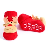Yılbaşı Temalı Ponpon Detaylı Bebek Havlu Çorap S Beden (Model 4) - 1