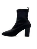 Potinonline K804 Kadın Streç Sivri Burun Kalın Topuk Siyah Dalgıç Bot - 4