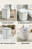 BAYSA Akıllı Teknolojik Sensörlü Çöp Kovası Mutfak Banyo Ofis 20L UV Işık Antibakteriyel Koku Geçirmez - 5