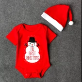 Yılbaşı Noel (CHRİSTMAS) Temalı Organik Bebek Body Şapka Takımı 6-9 Aylık - 2
