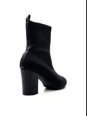 Potinonline K804 Kadın Streç Sivri Burun Kalın Topuk Siyah Dalgıç Bot - 3