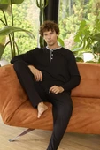 Kly 9263 Erkek Düğmeli Uzun Kollu Pijama Takım - 1