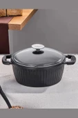Taç Valeriya Döküm Cam Kapak Derin Tencere 28 Cm Siyah TAC-4897 thumbnail 1