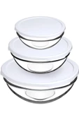 98304 Chefs 3lü Kapaklı Cam Kase Saklama Kabı Seti Büyük - 1
