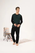 Estiva 24403 Büyük Beden Erkek Kışlık Düğmeli Yaka Jakarlı İnterlok Pijama Takımı - 11