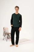 Estiva 24403 Büyük Beden Erkek Kışlık Düğmeli Yaka Jakarlı İnterlok Pijama Takımı - 9
