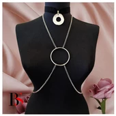 Siyah Kadife Choker - İkili Kadın Vücut Zinciri - 2