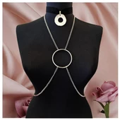 Siyah Kadife Choker - İkili Kadın Vücut Zinciri - 1