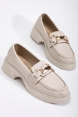Kadın Günlük Ayakkabı Bej Kalın Taban Kelebek Tokalı thumbnail 1