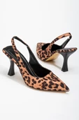 Suni Deri Arka Açık Leopar Kadın Topuklu Ayakkabı thumbnail 1