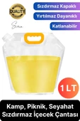 Premium 1 lt Dayanıklı Yer Kaplamaz İçecek Çantası Sporcu Kapaklı Tutamaç Suluk Matara Kamp Piknik - 1