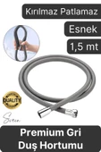 Premium 1,5 Metre Gri 360 Derece Dönebilen Kıvrılmayan Esnek Yumuşak Silikon Patlamaz Duş Hortumları - 1