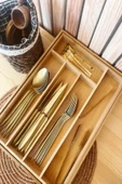 Bambu Çekmece İçi Kaşıklık 5 Ve 7 Bölmeli %100 Doğal Bambu Ayarlanabilir Kaşıklık - 3