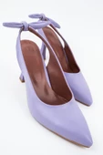 Lila Rengi Arkadan Fiyonklu Stiletto Topuklu Ayakkabı - Pony - 4
