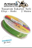 Renkli Tel Tasarım İskelet Teli 1.0mm 2 Metre 1 Adet Elişi Hobi El Sanatı Kararmaz Tel Makara Okul Deney Okul Sınıf - 9