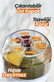 360° Dönebilen Kuru Gıda Ve Bakliyat Organizeri 6 Bölmeli Hava Geçirmez Saklama Kabı 6 Lt - 6