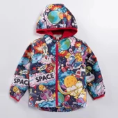 Çok Renkli Su Geçirmez Kapşonlu Fermuarlı Pamuk Astarlı Erkek Kız Bebek Yağmurluk Mont Tulum Çocuk - 1