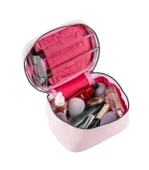 Captain Seyahat Makyaj Organizeri Çok Fonksiyonlu Kozmetik Çantası Suni Deri - 200 Açık Pembe - 2