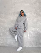 Kapşonlu Eşofman Takım - Gri - 3