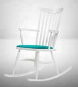 Sandalye Zus300 Model 90476 Sallanan Beyaz Ahşap Retro Ayak Kutuda Sevk El Yapım - 5