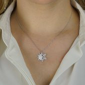 Güneş ve Kar Tanesi 925 Ayar Gümüş Kolye thumbnail 2