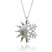 Güneş ve Kar Tanesi 925 Ayar Gümüş Kolye thumbnail 3