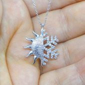 Güneş ve Kar Tanesi 925 Ayar Gümüş Kolye thumbnail 4