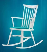 Sandalye Zus300 Model 90476 Sallanan Beyaz Ahşap Retro Ayak Kutuda Sevk El Yapım - 3