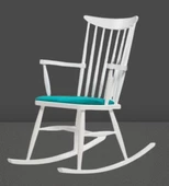 Sandalye Zus300 Model 90476 Sallanan Beyaz Ahşap Retro Ayak Kutuda Sevk El Yapım - 4