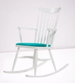 Sandalye Zus300 Model 90476 Sallanan Beyaz Ahşap Retro Ayak Kutuda Sevk El Yapım - 2