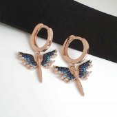 Mikail Kılıcı Mavi Siyah Taşlı Sallantılı Gümüş Küpe thumbnail 2