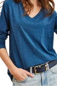 Brk Kadın Uzun Kol Yün Viskon V Yaka Bluz 1790 thumbnail 2