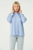 Basic Oversize Çizgili Gömlek - 8
