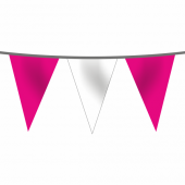 İpe Dizili Üçgen Süsleme Bayrağı (Pembe-Beyaz) 100 metre - 1