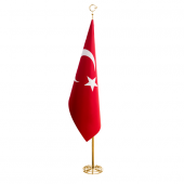 Türk Makam Bayrağı Telalı + Pirinç Direk (Simsiz) - 1
