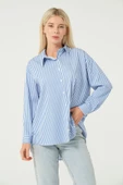 Basic Oversize Çizgili Gömlek - 7