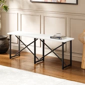 Eportatif Mutfak Bahçe Bank Sandalye Düz Bank Sandalye Bench Beyaz 1542 - 1