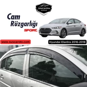 Hyundai Elantra 2016-2018 Uyumlu Mugen Cam Rüzgarlığı Seti Piano Black 4'lü İthal Parlak Siyah - 1