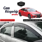 Honda Civic FC5 2016-2021 Sedan Uyumlu Mugen Cam Rüzgarlığı Seti Piano Black 4'lü İthal Parlak Siyah - 1