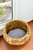Digithome Hasır Kedi ve Köpek Yatağı İç Minderli 48 Cm Kahverengi - CL-4034 C1-1-121 - 2