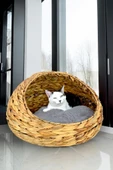 Digithome Hasır Kedi ve Köpek Yatağı İç Minderli 48 Cm Kahverengi - CL-4034 C1-1-121 - 1