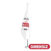 Okul Logolu Telalı Makam Bayrağı - Simsiz - 1