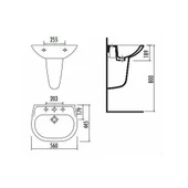 Creavit SD055 Sedef Yarım Ayak Lavabo 45X55 cm Beyaz - 2
