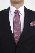 Brianze Pembe Şal Motif Desen Kravat Mendil Set thumbnail 1